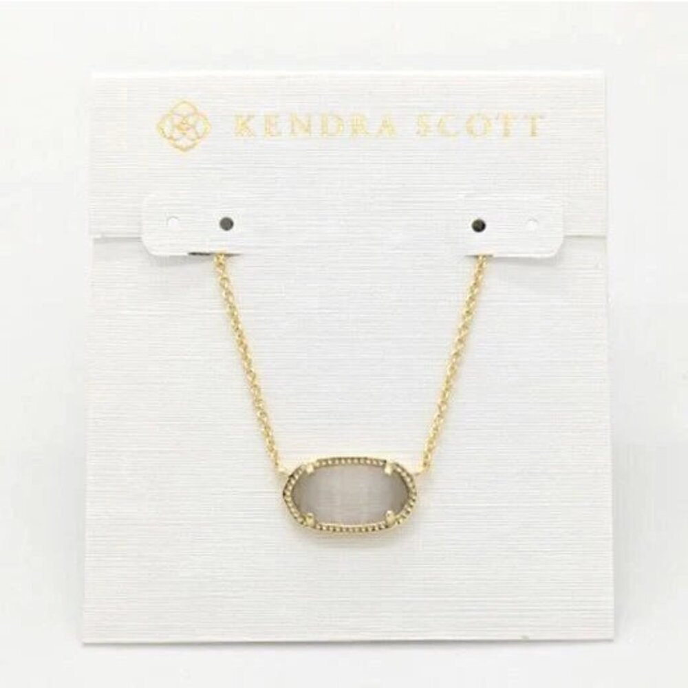 Kendra Scott Elisa Pendant Gold Necklace in Slate Cat Eye's glass